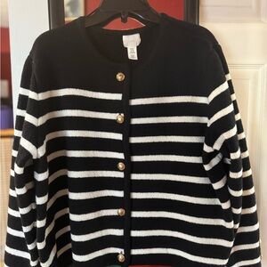 H&M Black and White Cardigan Sweater